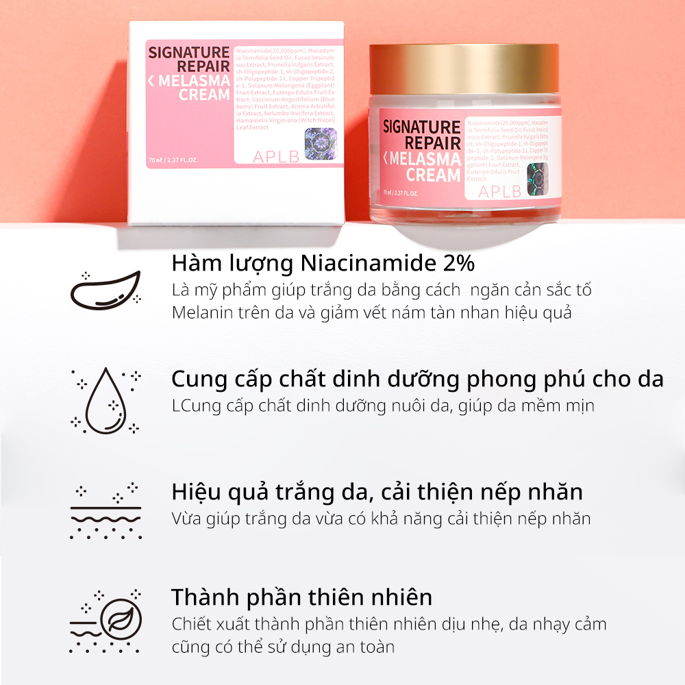 Kem Dưỡng Trắng Nâng Tone Da Giảm Nám APLB Signature Repair Melasma Tone Up Cream 70ml