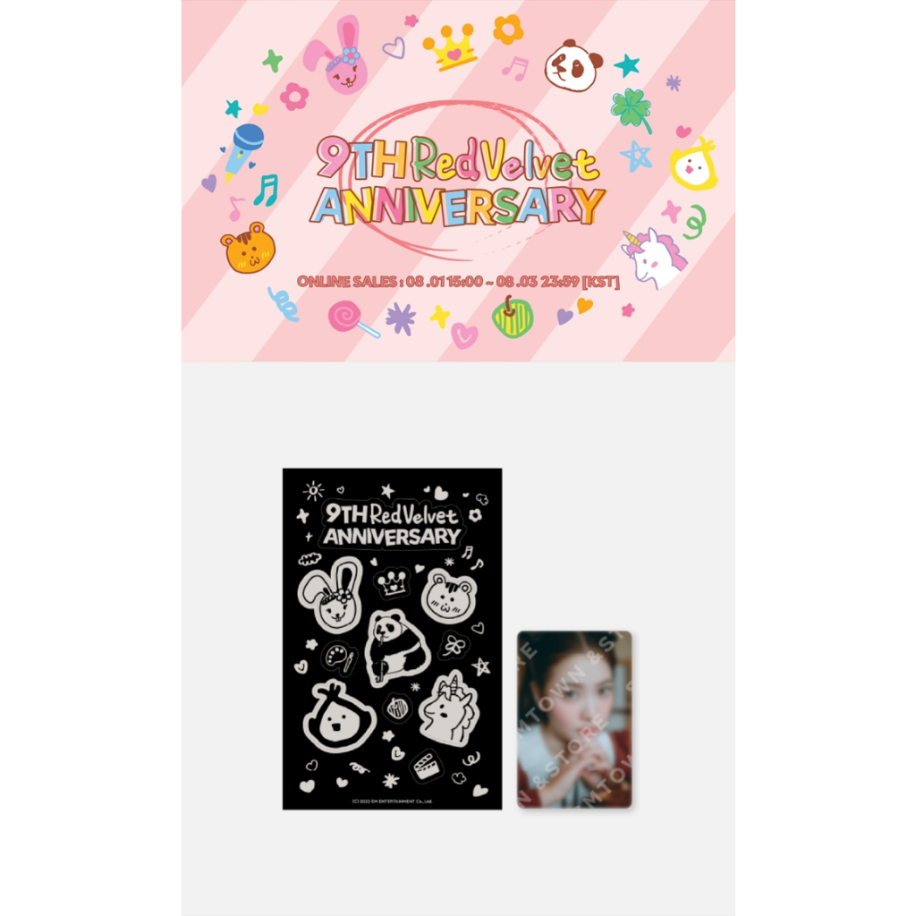 Red Velvet 9th Anniversary GLOW-IN-THE-DARK STICKER & Photo Card Set