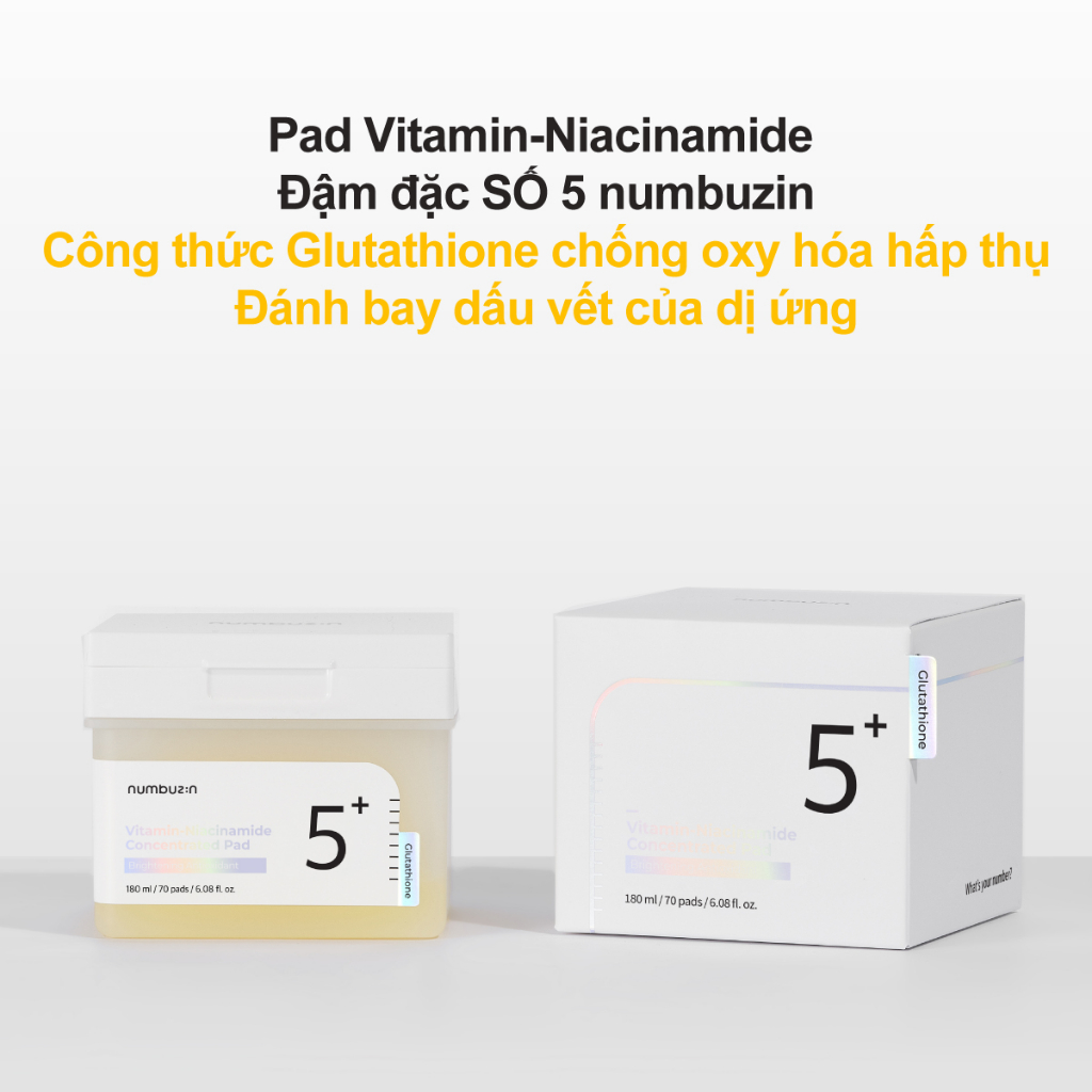 20 Miếng toner numbuzin No.5 Vitamin-Niacinamide Concentrated Pad 180ml