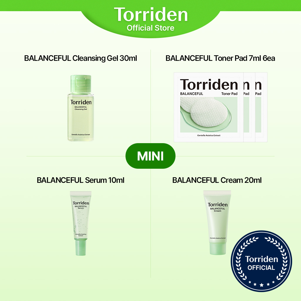 [Torriden chính hãng] Sữa Rửa Mặt Cica Cân Bằng Toàn Bộ Bộ Trong One Size Mini 30ml 6ea 10ml 20ml Cho Da Mụn prone