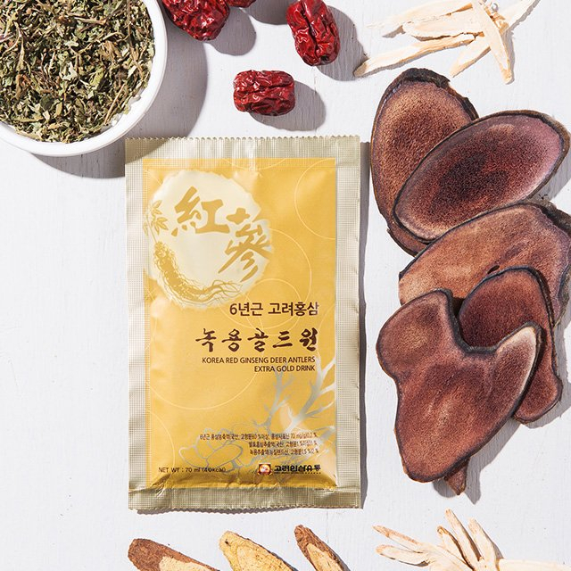 Hộp nước hồng sâm nhung hươu Korea Ginseng Distribution 6-year-old Red Ginseng Antler Gold 70ml x 30 gói