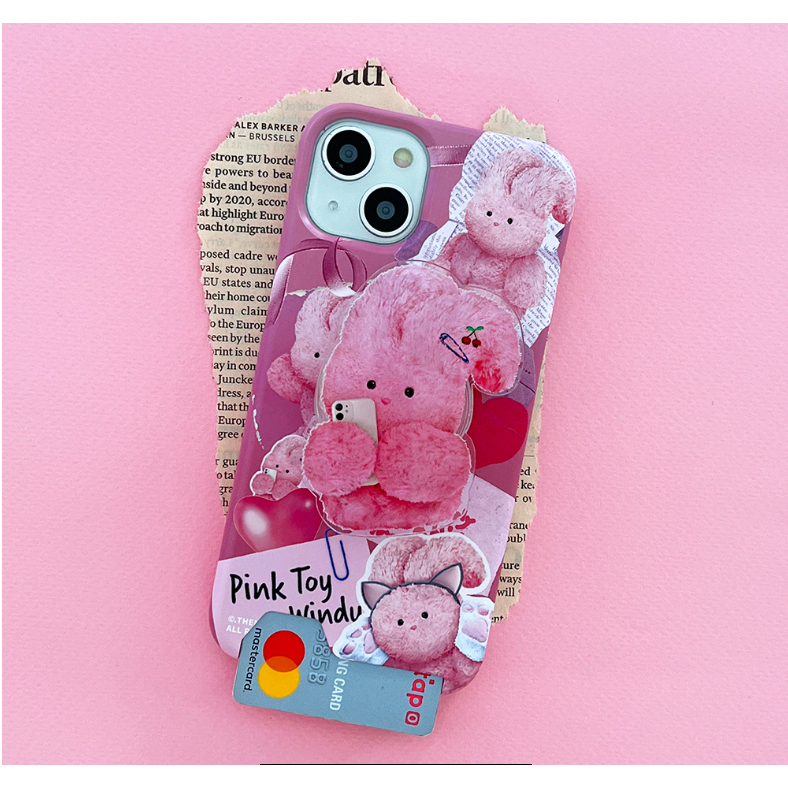 Ốp Điện Thoại + Ngăn Đựng Thẻ Hình Nhân Vật Thỏ Cho iphone 15 14 13 12 pro max s23 s22 s21 plus ultra