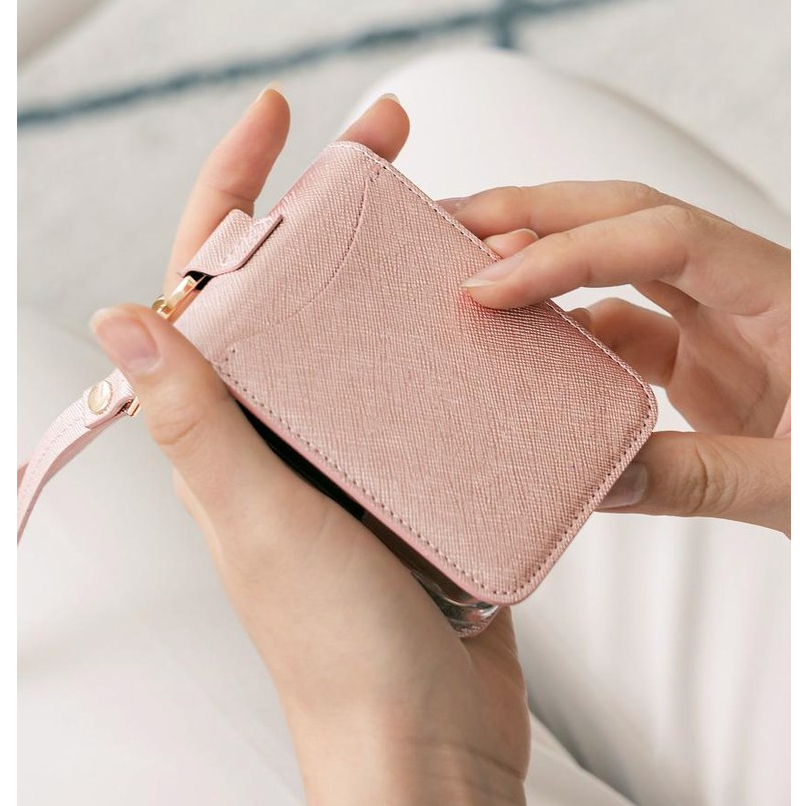 K-max / bao da có khe cắm thẻ có dây đeo cho galaxy z flip 5 4 - bao da flip5 giá đỡ chìa khóa dài bằng ngón tay saffiano màu đen