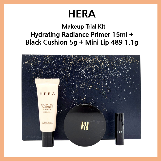 Bộ Mỹ Phẩm Trang Điểm HERA 15ml + Phấn Nước Màu Đen 5g + Son Môi Mini 489 1.1g
