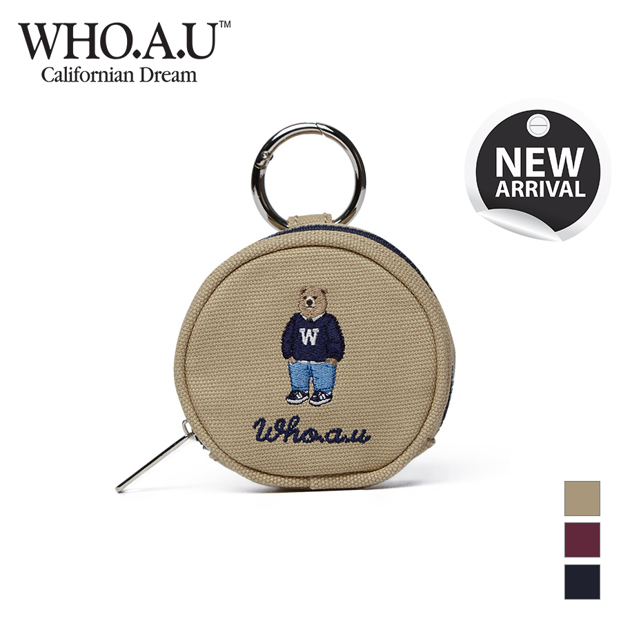 Móc khóa WHO.A.U WHAWD3831A túi mini dây kéo Steve Round Pouch 100% Cotton