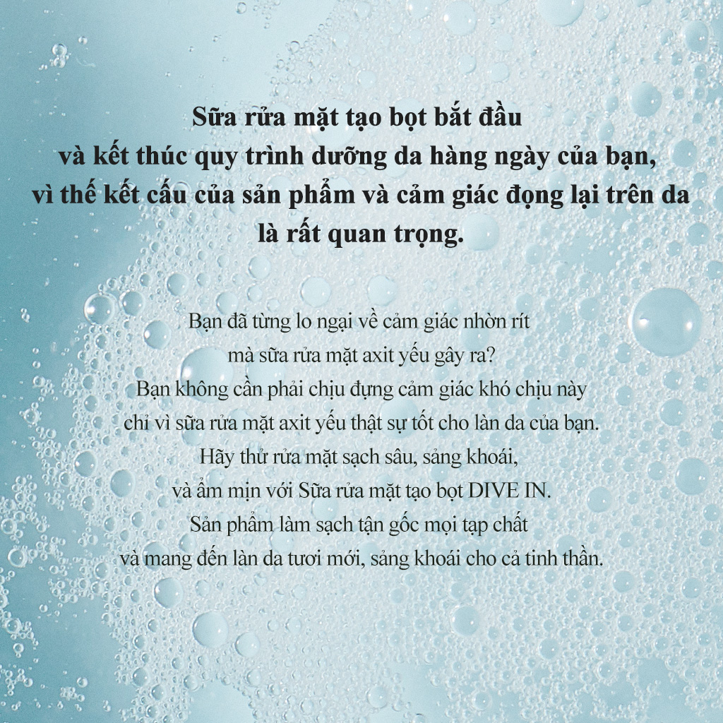 Sữa rửa mặt tạo bọt DIVE IN TORRIDEN chứa axit hyaluronic phân tử thấp giúp làm dịu sạch da/ dưỡng ẩm hàng ngày 30ml