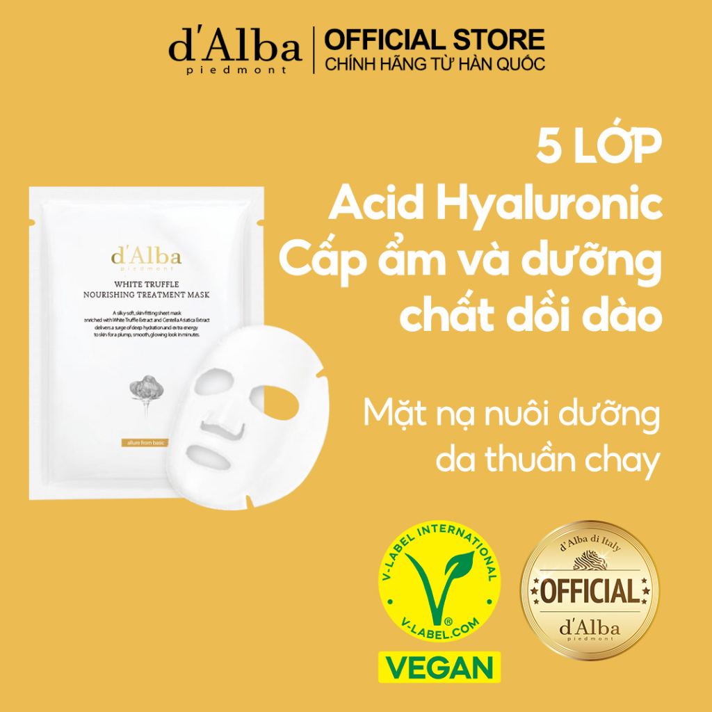 [d'Alba Official] Mặt nạ giấy thuần chay White Truffle Nourishing Treatment Mask 1 cái