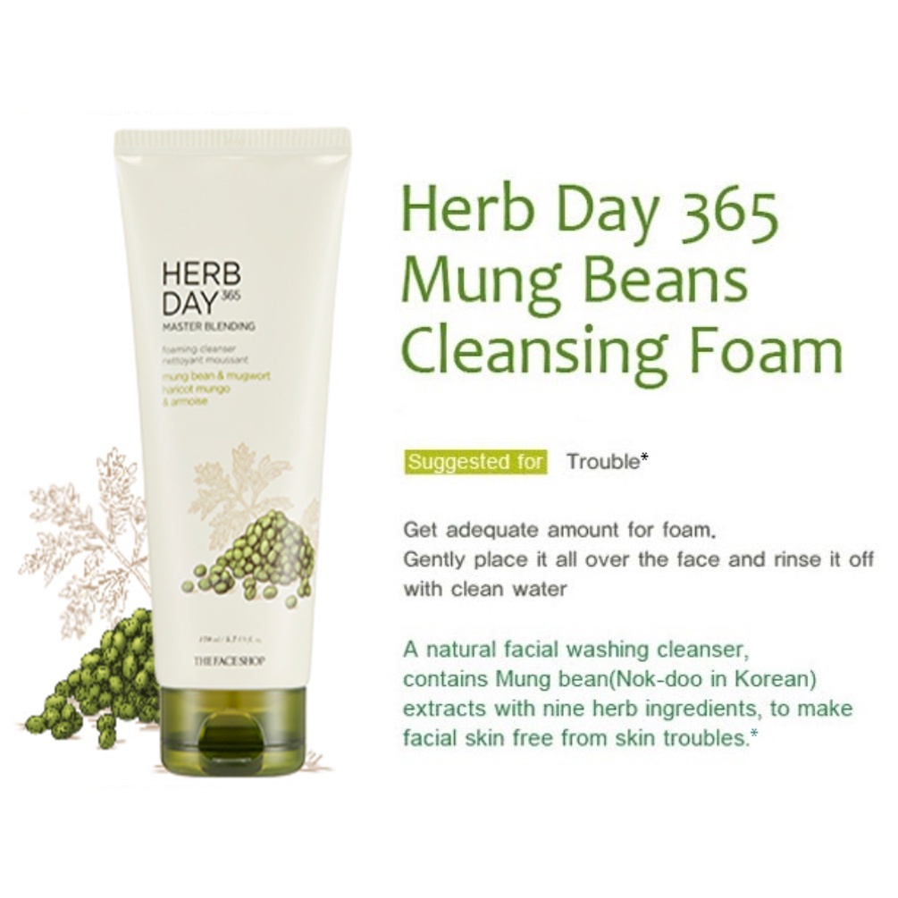 Sữa rửa mặt the face shop herbday 365 master blending cleansing foam 170ml