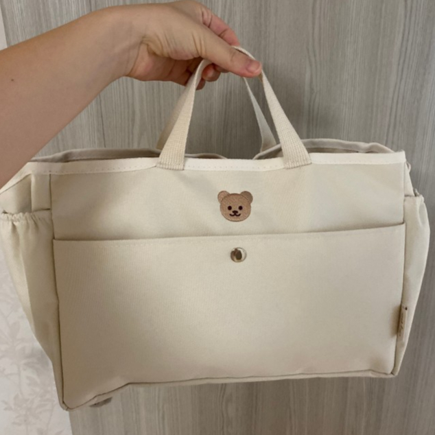 Túi bỉm sữa xách tại nội địa Hàn hãng Chezbebe thêu gấu cao cấp
