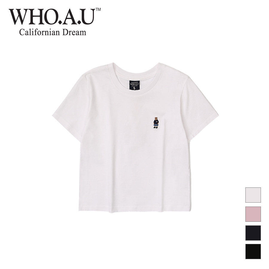 Áo thun croptop WHOAU WHRAD2428F tay ngắn thêu họa tiết thời trang