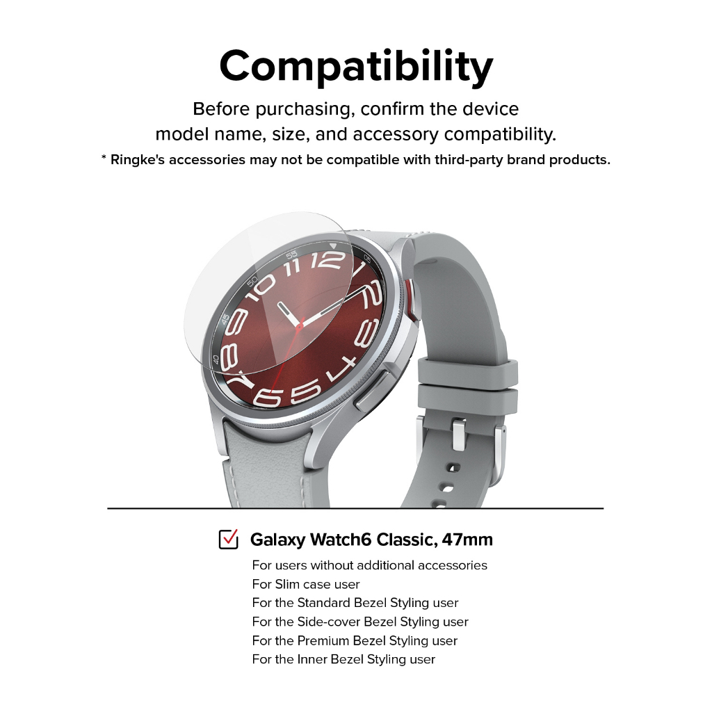 RINGKE Kính Cường Lực Bảo Vệ Màn Hình Cho Galaxy Watch 6 Classic 47mm