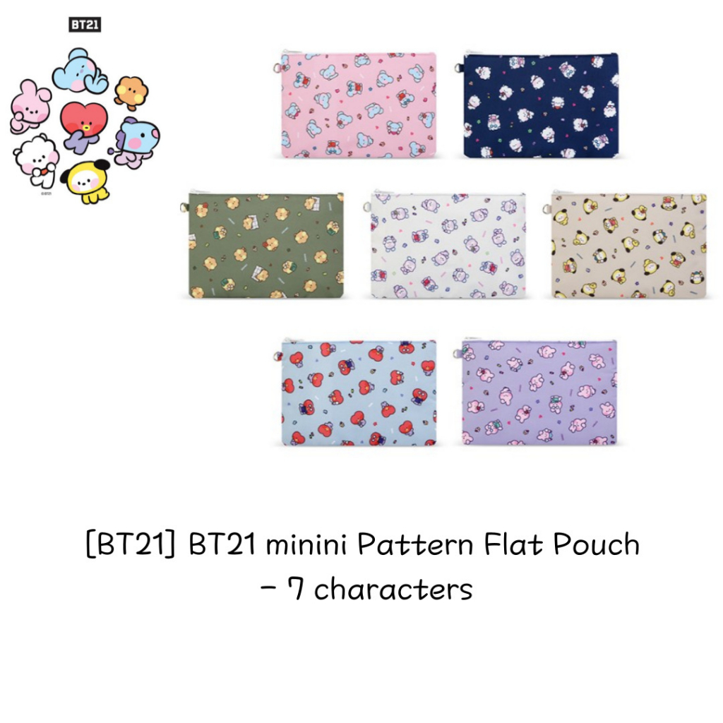 Bt21 minini pattern flat pouch - 7 nhân vật