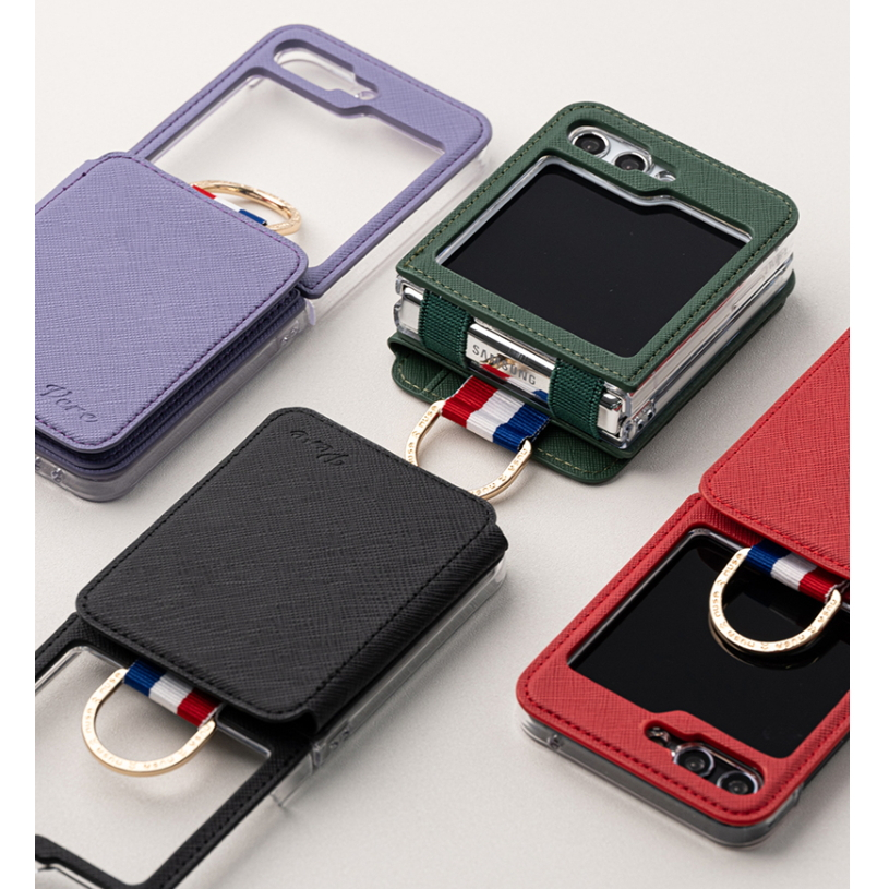 Bao da galaxy z flip5 / z flip4 case card pocket hand ring vere