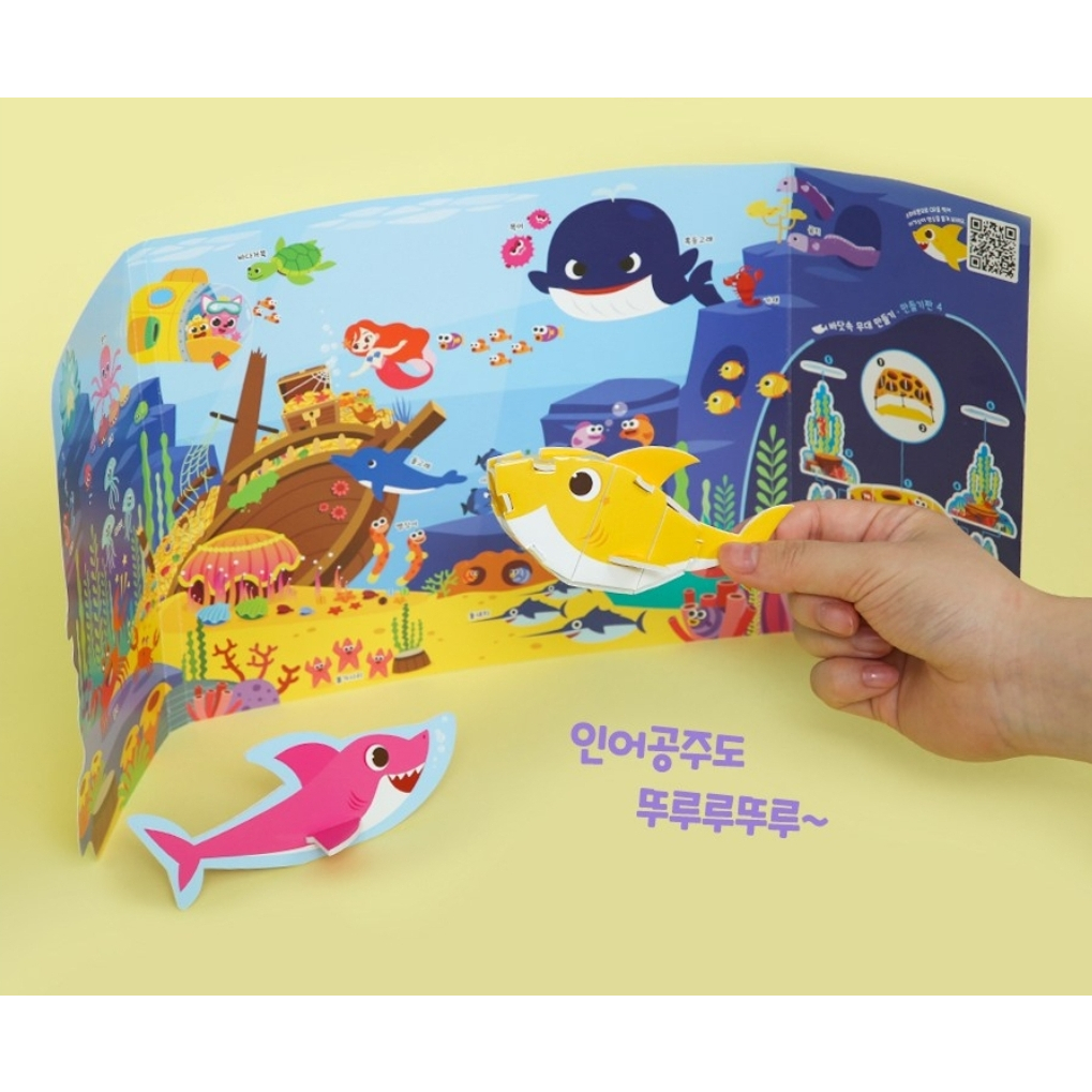 [pinkfong] Lắp ráp 3d diy lắp ráp một chiếc xe ba chiều wrecker baby shark fish dinosaur paper assembly