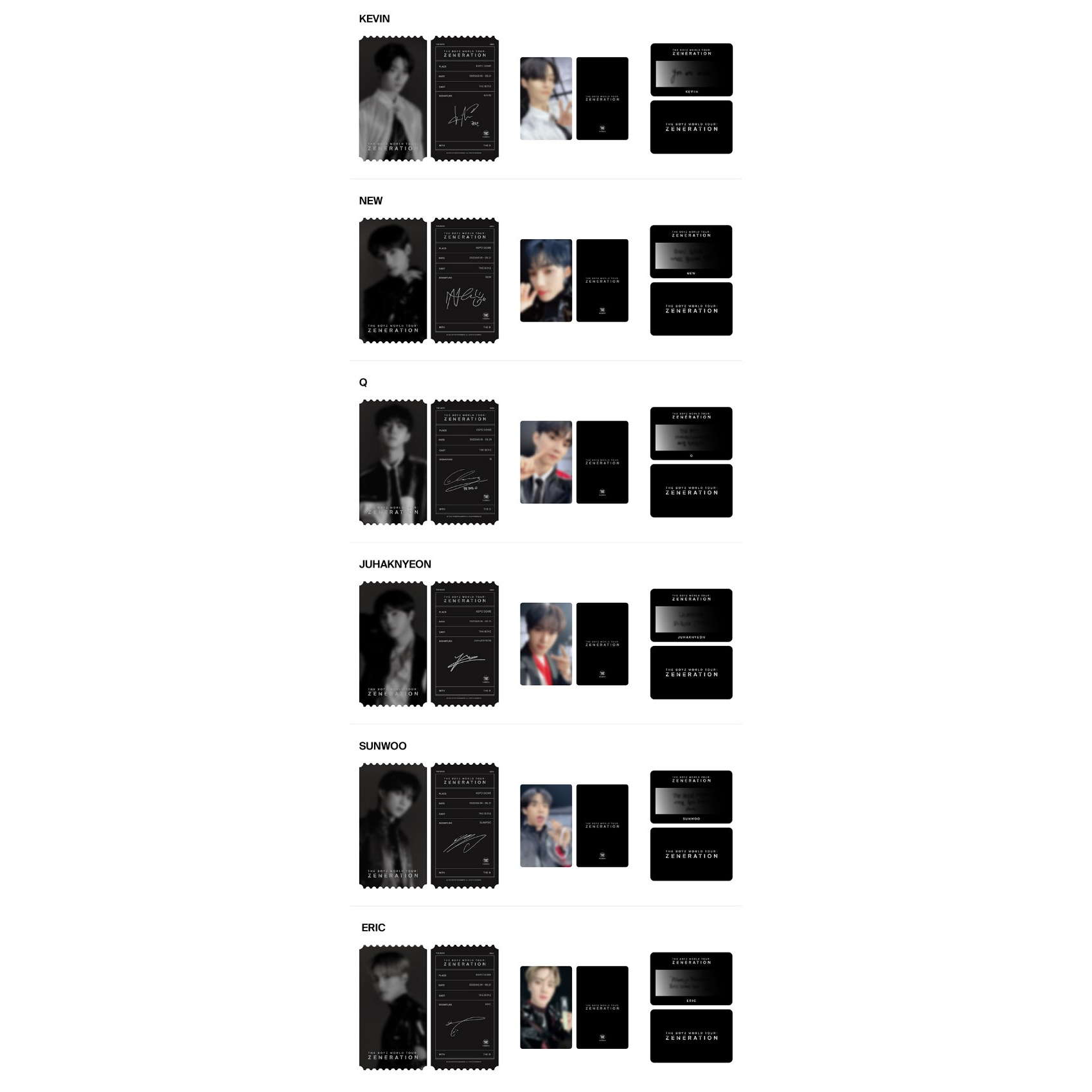 THE BOYZ - 09 TICKET PHOTO SET / THE BOYZ WORLD TOUR : ZENERATION