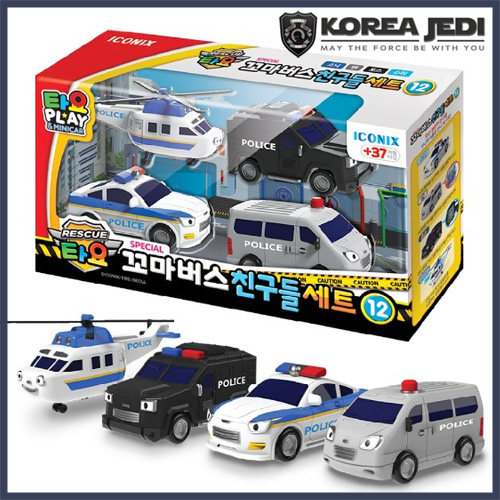 ★Xe Buýt Đồ Chơi Cho Bé★ Bộ 4 Mô Hình Xe Cảnh Sát Và Xe Buýt Mini No.12 Phiên Bản Cảnh Sát (Sonic, Van, Force, Suri) Phiên Bản 12 Cái)