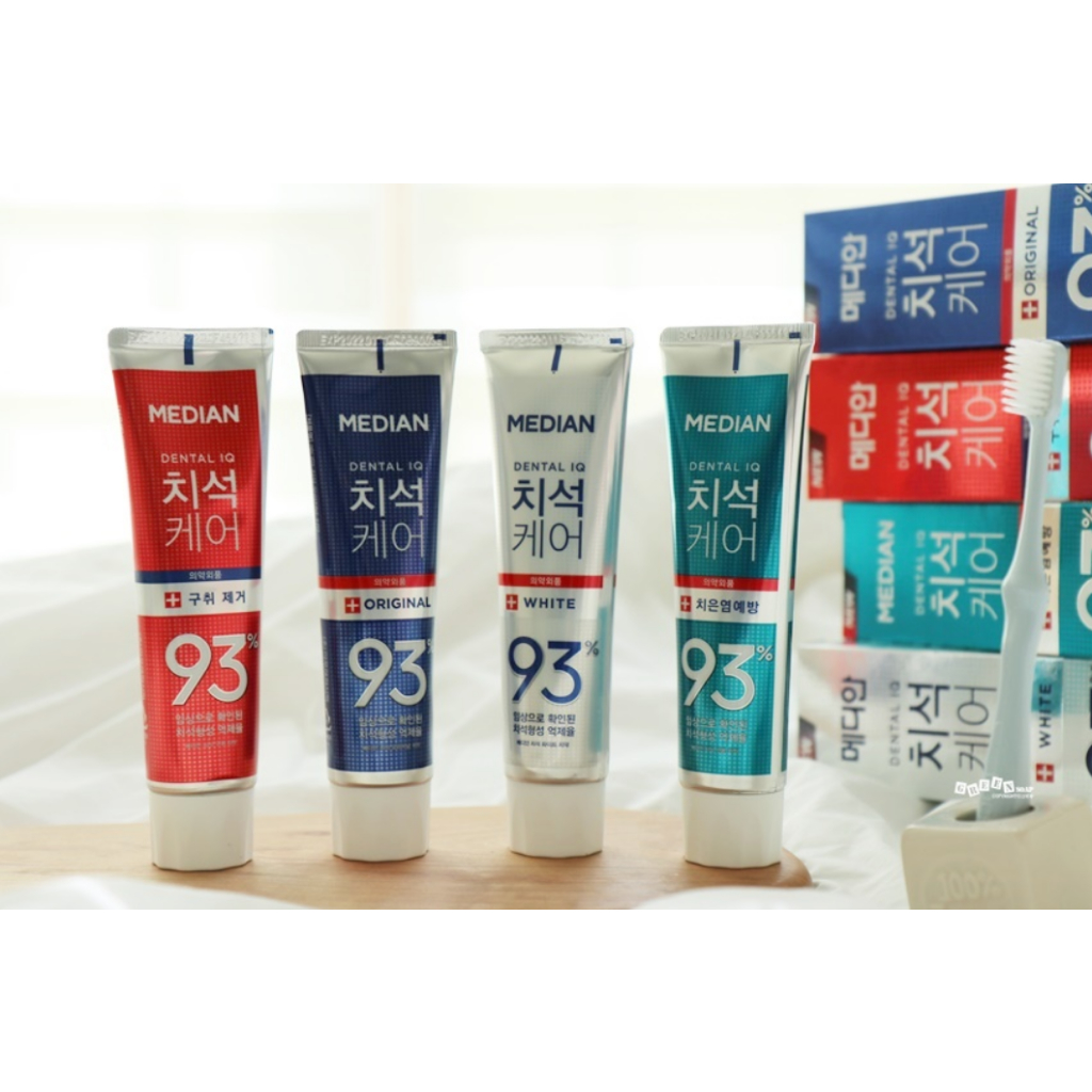 Set Kem đánh răng trắng sáng, ngừa sâu răng Median tartar care white toothpaste 120g