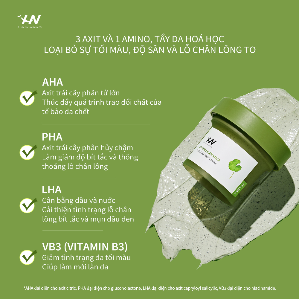 Mặt Nạ Bùn Đất Sét Kiểm Soát Dầu Và Se Khít Lỗ Chân Lông HN Centella Asiatica Pore Cleansing Mud Mask 120g