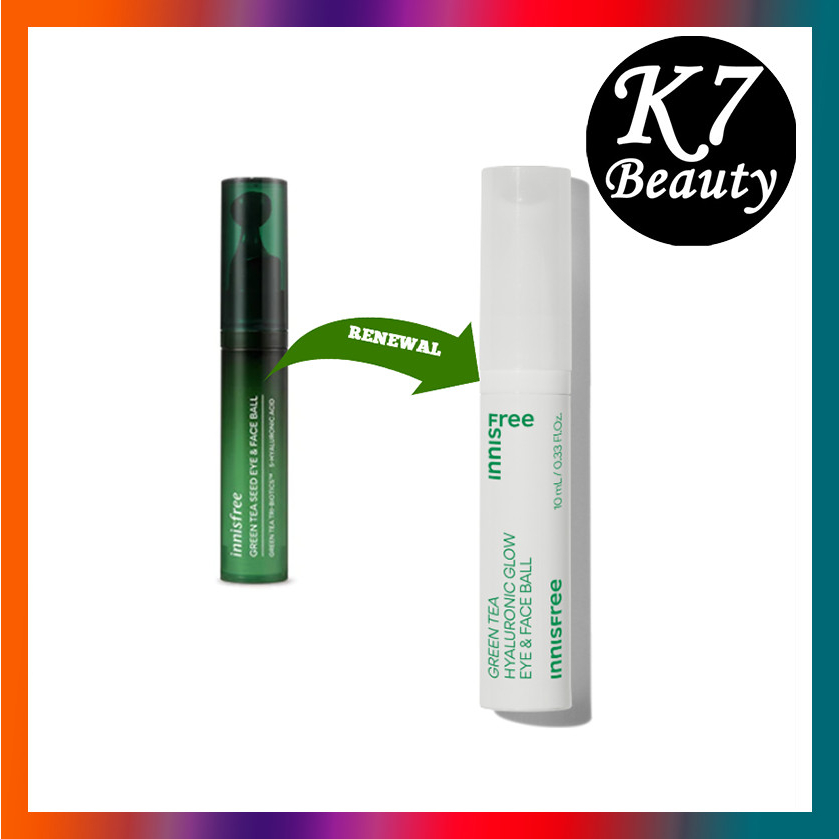 Innisfree Thanh lăn dưỡng mắt trà xanh Green Tea Hyaluronic Glow Eye & Face Ball 10ml