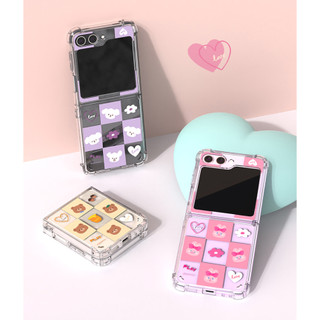 🇰🇷【 Ốp điện thoại trong suốt Galaxy Z Flip 5 / 6 】 Bảo vệ Hàn Quốc Samsung độc đáo không phai màu dễ thương