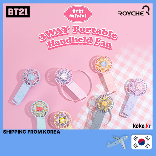 Quạt Mini Cầm Tay BT21 Cánh Kép 3 Chiều Kèm Phụ Kiện