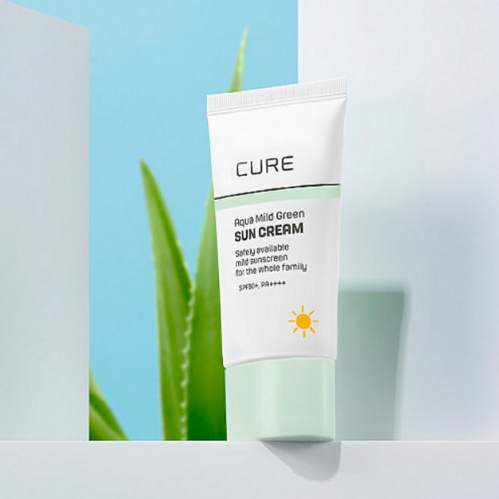 Kem Chống Nắng Màu Xanh Lá Cây Dịu Nhẹ Thương Hiệu CURE Aqua 4