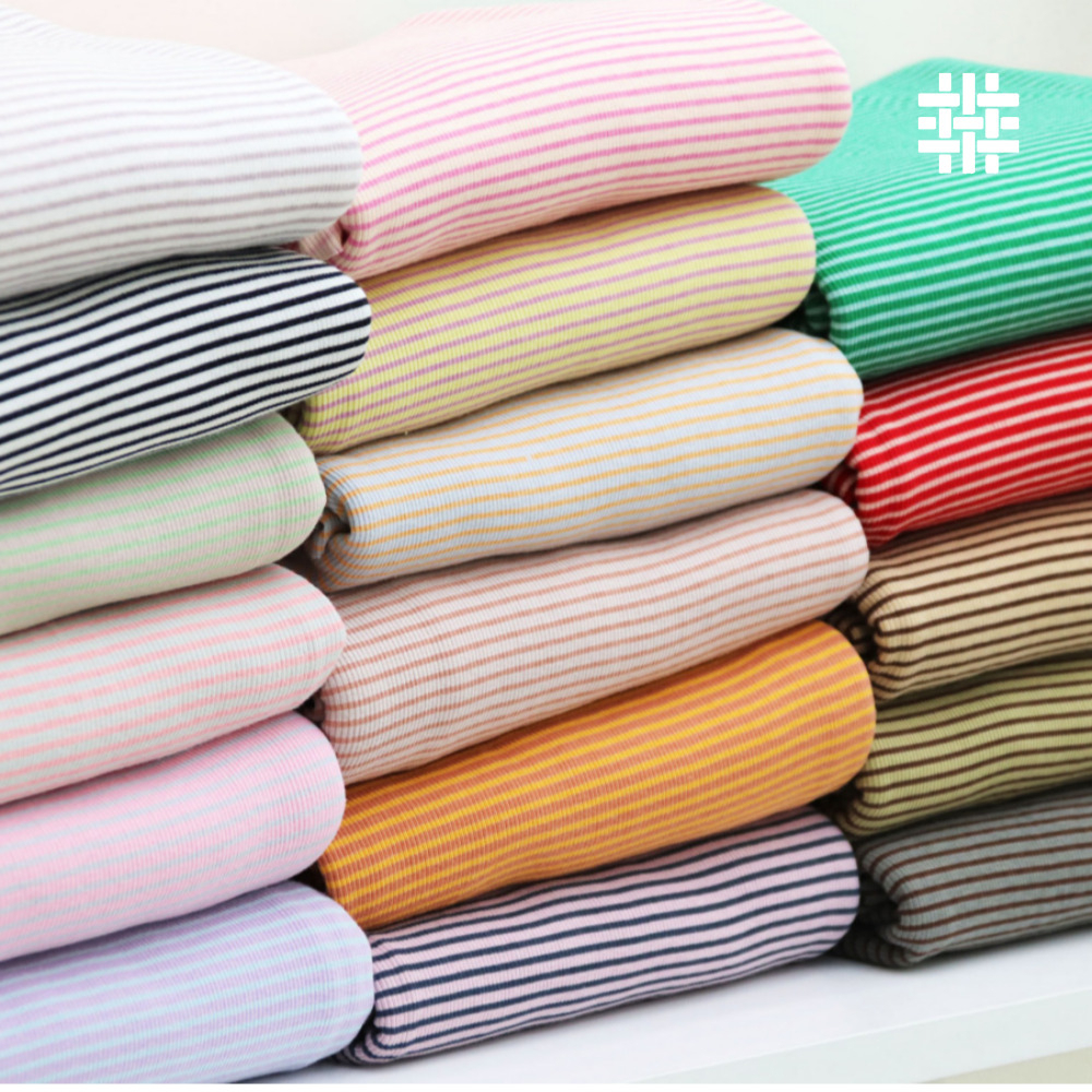 Vải cotton Hàn Quốc Theink0227 50s Có Gân In Chữ