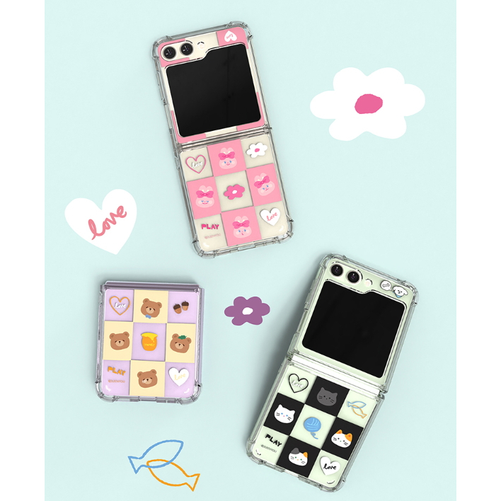 Hàn quốc samsung galaxy z flip 5 clea air cushion bumper vỏ điện thoại bìa cứng bàn cờ