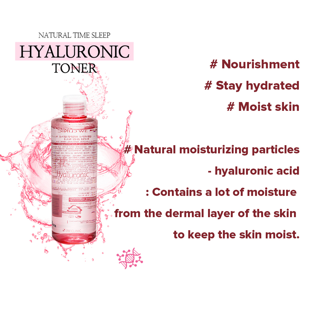 Nước hoa hồng 3W CLINIC hyaluronic acid tự nhiên 300ml