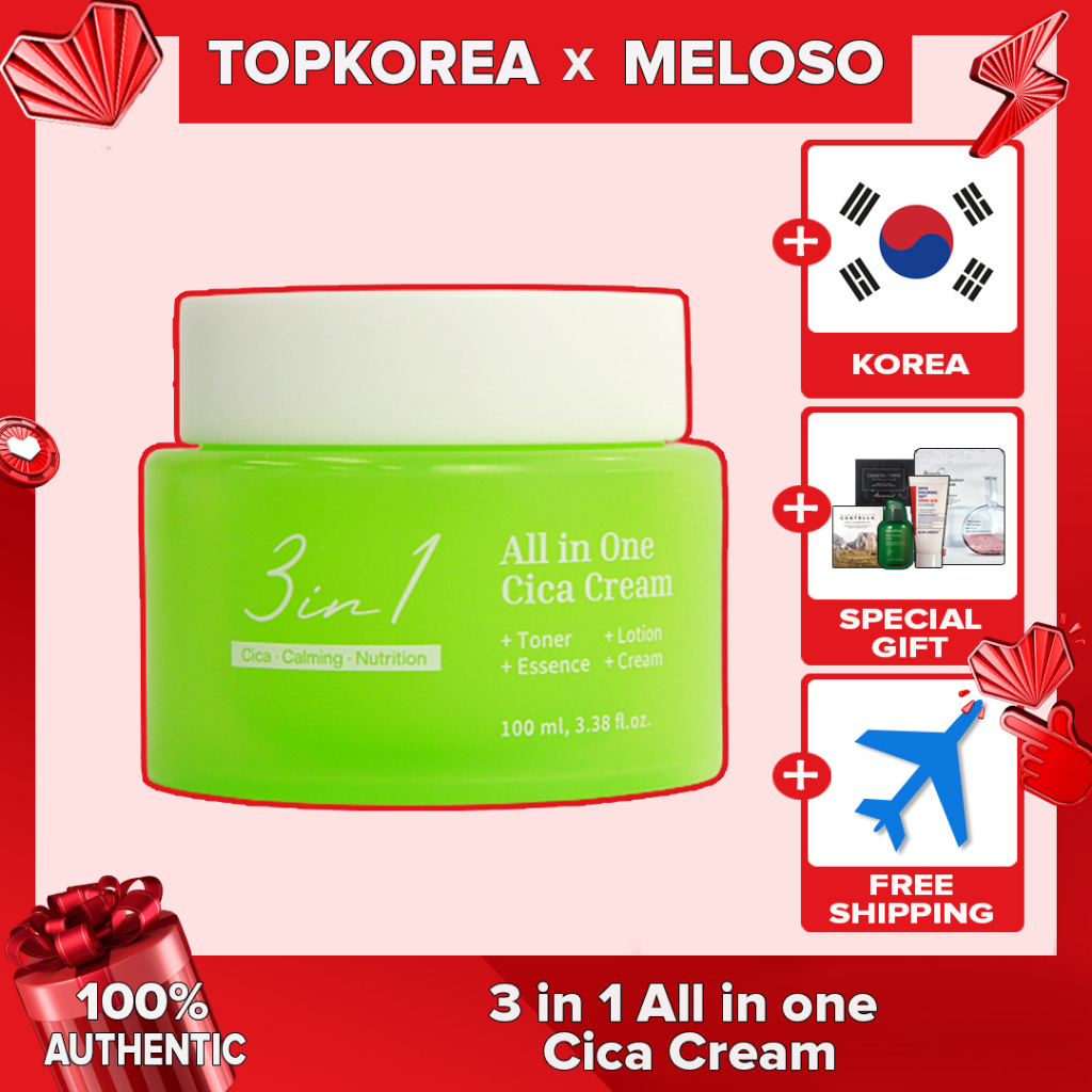 ★Áo Thun Melosooso Thiết Kế Đơn Giản Cá Tính★Kem Cica 3 Trong 1 Dung Tích 100ml / Toporea / Shipping Từ Hàn Quốc