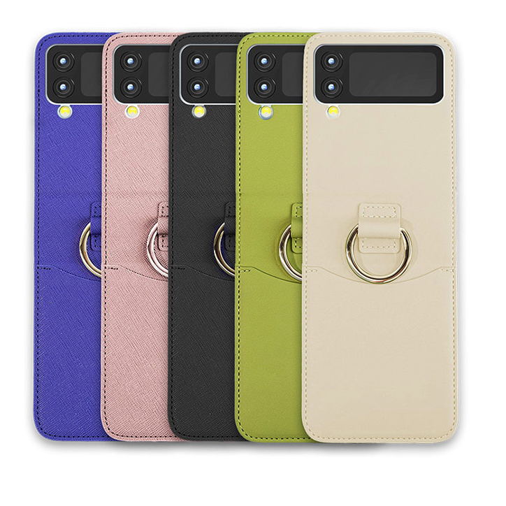 K-max / bao da có khe cắm thẻ có dây đeo cho galaxy z flip 5 4 - bao da flip5 giá đỡ chìa khóa dài bằng ngón tay saffiano màu đen