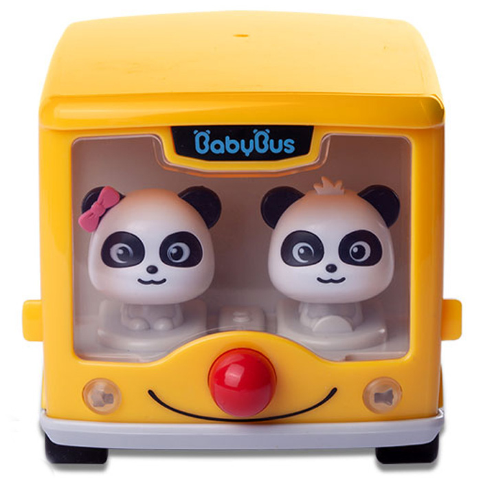 Babybus - Bộ Đồ Chơi Xe Buýt Bánh Răng Ma Sát / Xe Buýt Gấu Trúc Quái Vật Lăn Màu Vàng Cho Bé Minicar