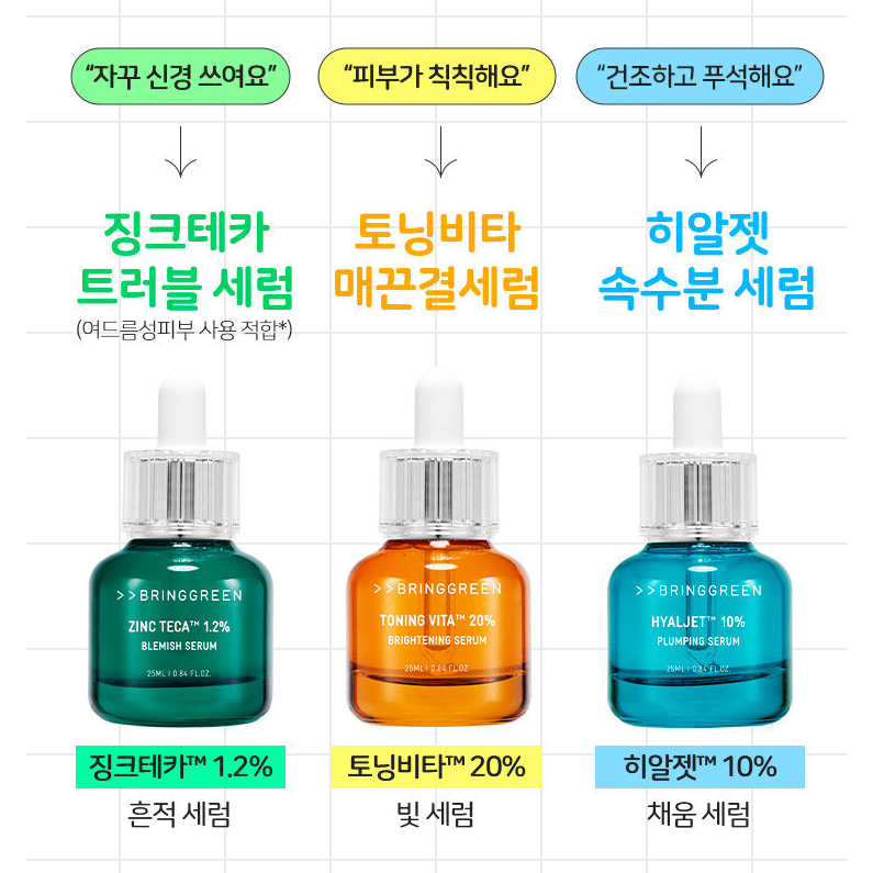 BRING GREEN ZINC TECA / TONING VITA / HYALJET SERUM 25ml