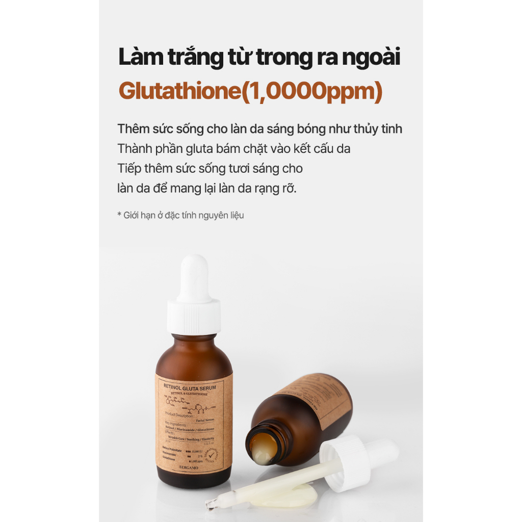 Serum Retinol Gluta Chống Lão Hóa Cao Cấp BERGAMO 30ml