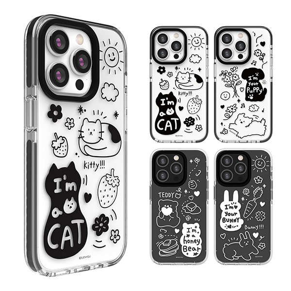 🇰🇷【 Case điện thoại jelly trong suốt của Hàn Quốc 】có tính bảo hộ tốt, Thiết kế tranh động vật dễ thương, Just 4 you, Samsung Galaxy, Tương thích với iPhone 14 13 12 11 pro max mini