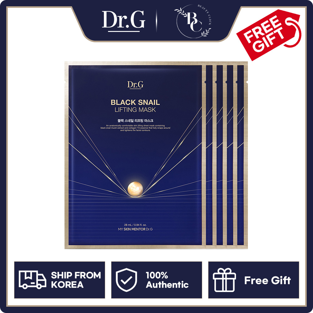 Mặt Nạ Giấy Đàn Hồi Căng Dr.G Black Snail Lifting Mask Pack 28ml 5 EA + Một Món Quà Nhỏ