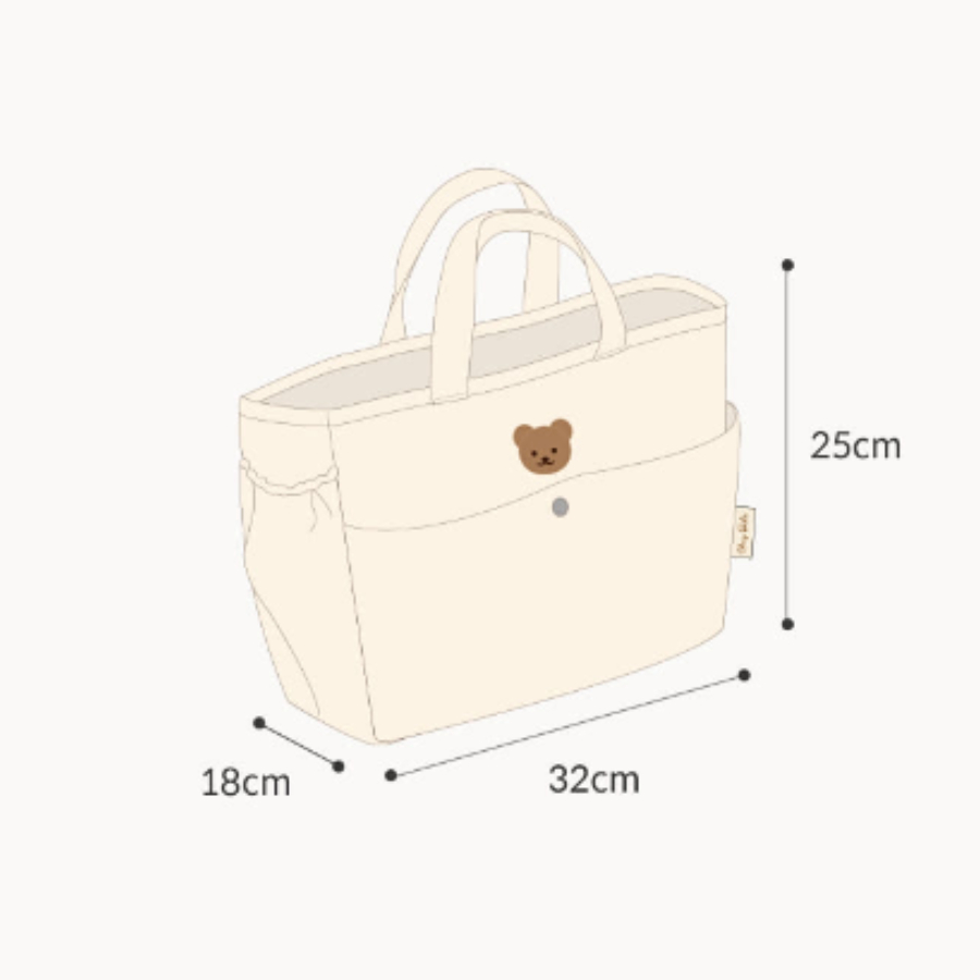 Túi bỉm sữa xách tại nội địa Hàn hãng Chezbebe thêu gấu cao cấp