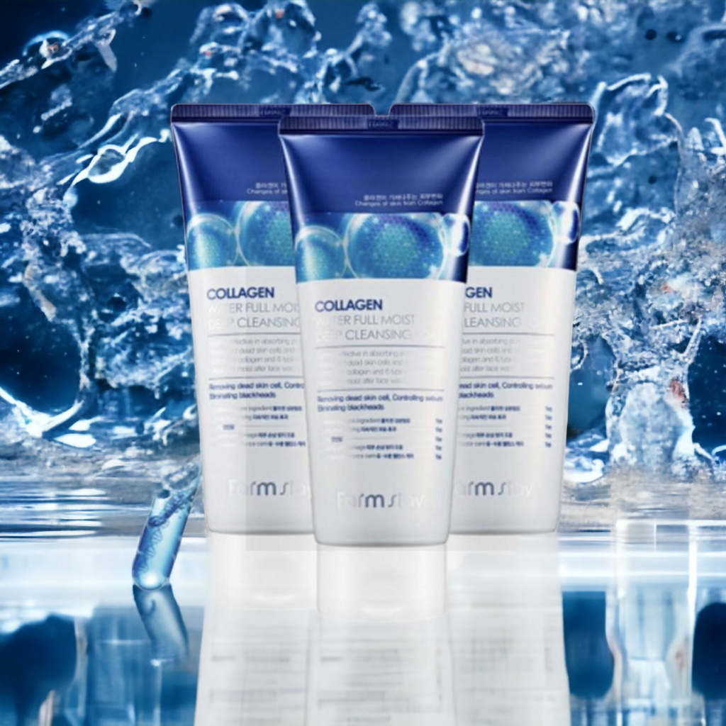 Sữa rửa mặt sâu cấp ẩm Farmstay Collagen Water Full Moist Deep Cleansing Foam 180ml
