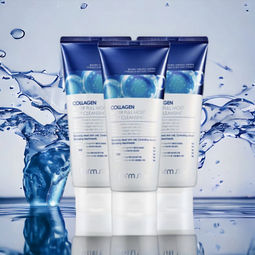 Sữa rửa mặt sâu cấp ẩm Farmstay Collagen Water Full Moist Deep Cleansing Foam 180ml