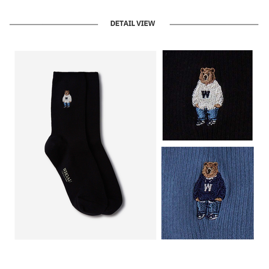 Vớ cao cổ WHO.A.U WHAYD4901A Steve Embroidery Socks