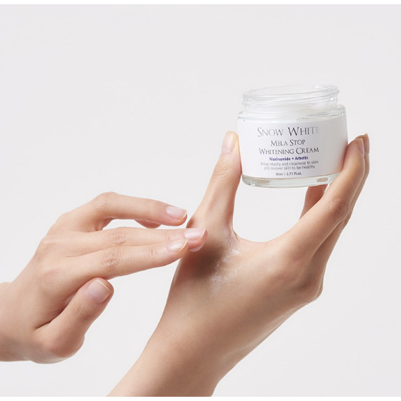 Kem dưỡng trắng da chứa Niacinamide & Aburtin Hàn Quốc 60ml | Snow White Mela Stop Whitening Cream