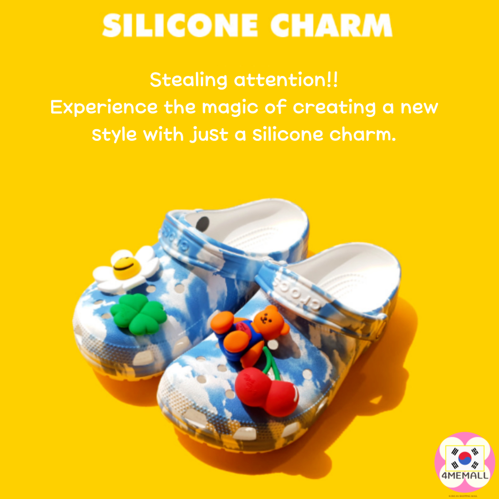 Wiggle Bộ 3 Miếng Chặn Bằng silicone Chống Chảy Xệ Hình Mặt Cười we love we love, cherry Trang Trí Giày jibbits