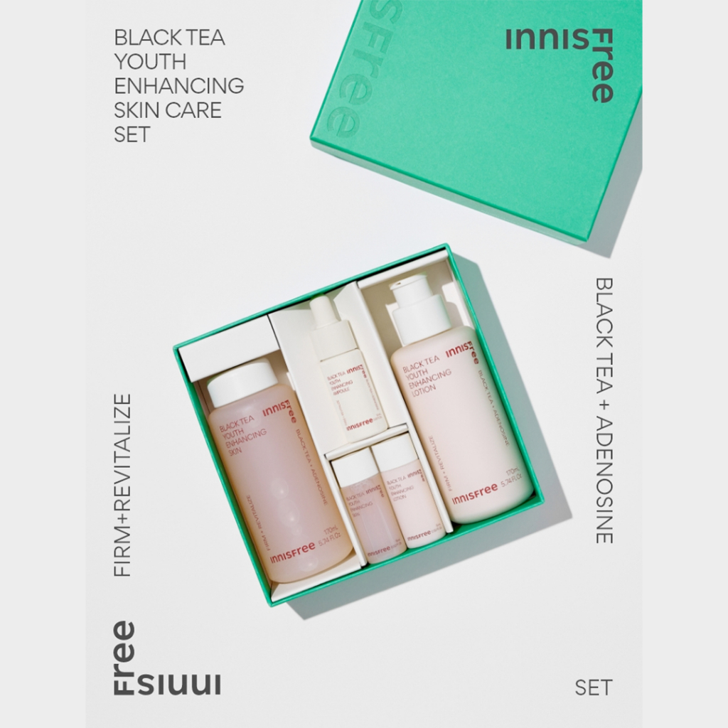 INNISFREE Black Tea Youth Enhancing Skin 170ml / Emulsion 170ml / Gift Set - Anti-Aging, Hydrating Toner & Emulsion
