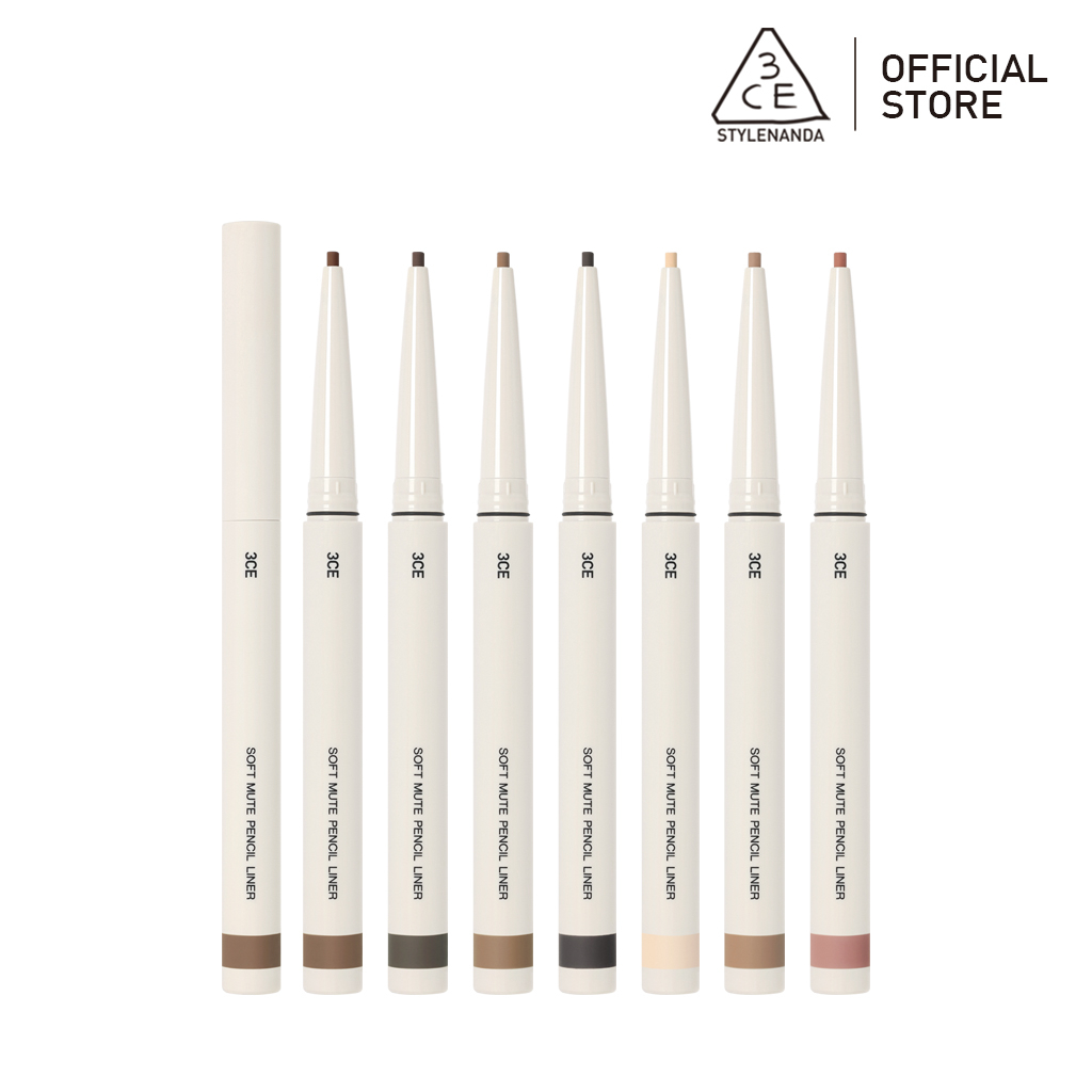 Bút Chì Kẻ Mắt 3ce 0.1 g l 0.1G Mềm Mại Không Ồn 3CE Soft Mute Pencil Liner l Official Store Make up Cosmetic