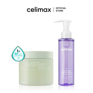    Set   celimax Ji Woo Gae Heartleaf BHA Peeling Pad + celimax Derma Nature Fresh Blackhead Jojoba Dầu tẩy trang 