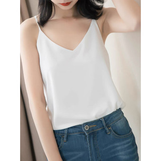 Áo 2 dây lụa cổ tim, áo 2 dây nữ lụa satin