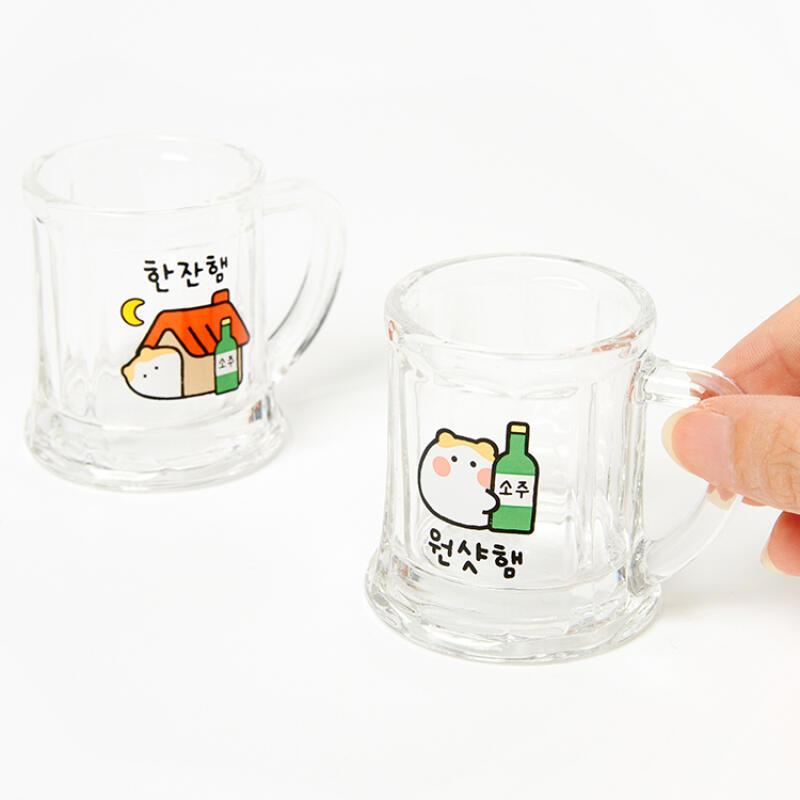 Set 2 Ly Uống Rượu Soju ARTBOX Hàn Quốc Ly Rượu Mini Có Tay Cầm In Hamster