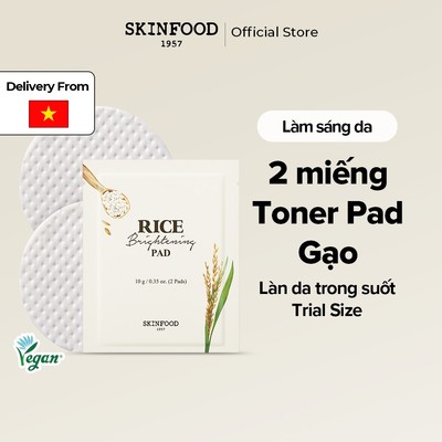 [Skinfood Official] 2 miếng bông gạo / Nâng tông da / Rice Brightening Toner Pad 2ea