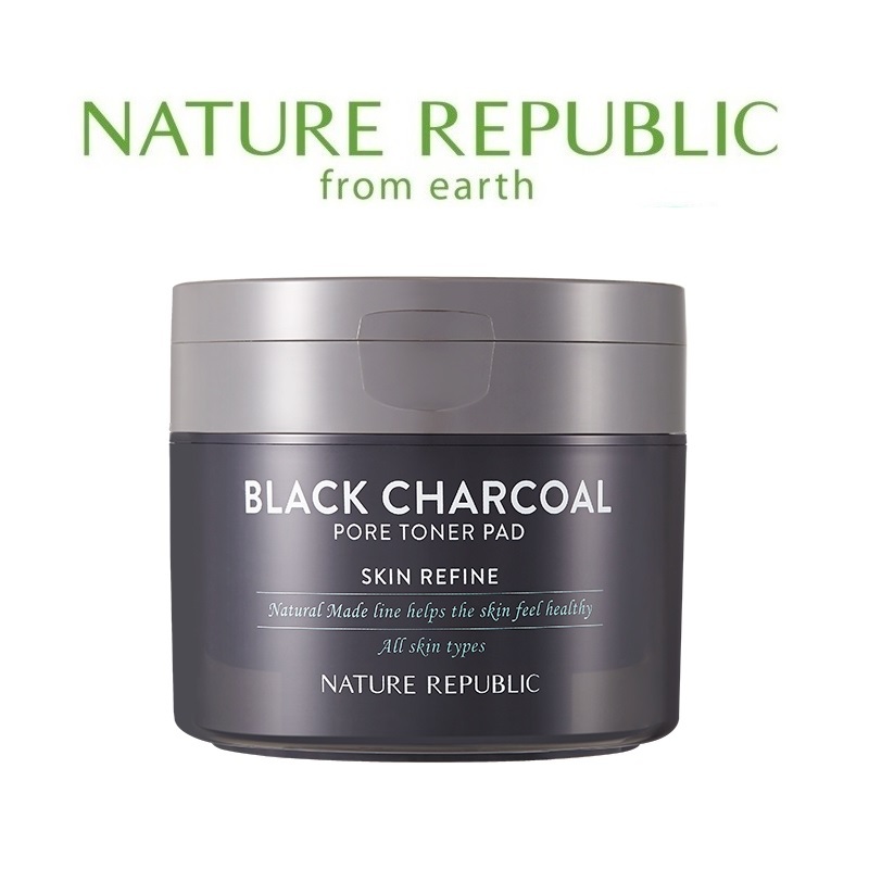 [NATURE REPUBLIC] Nature Made Black Charcoal Pore Toner Pad  Miếng bông tẩy trang than đen Pore Tone