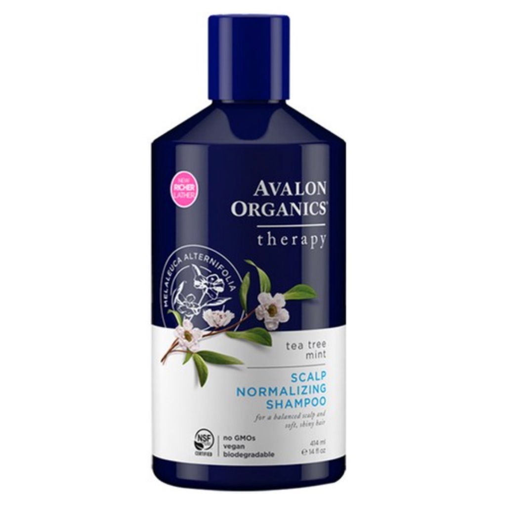 Dầu gội bình thường hóa da đầu bạc hà Avalon Organics Tea Tree – 414ml (cân bằng pH • EWG ‐ Verified